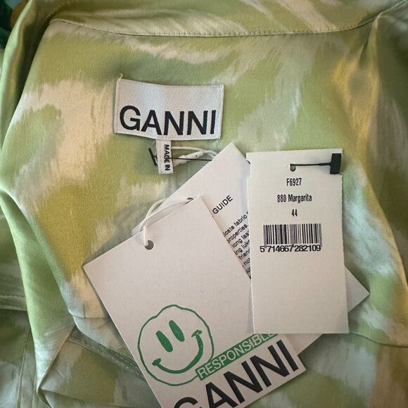 GANNI NWT Zebra Print Satin Wrap Dress - Picture 7 of 7